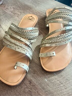 Fergalicious Braided Metallic Slide Sandals